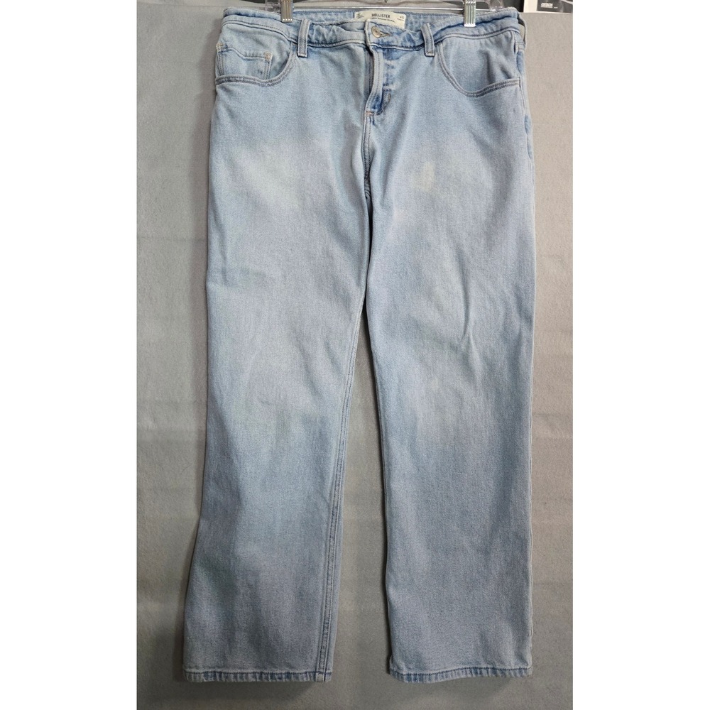 Hollister Low Rise Relaxed Straight Jeans Women's W32 Light Wash Denim Size 14R